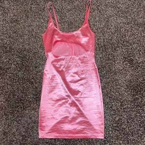 Pink satin mini dress